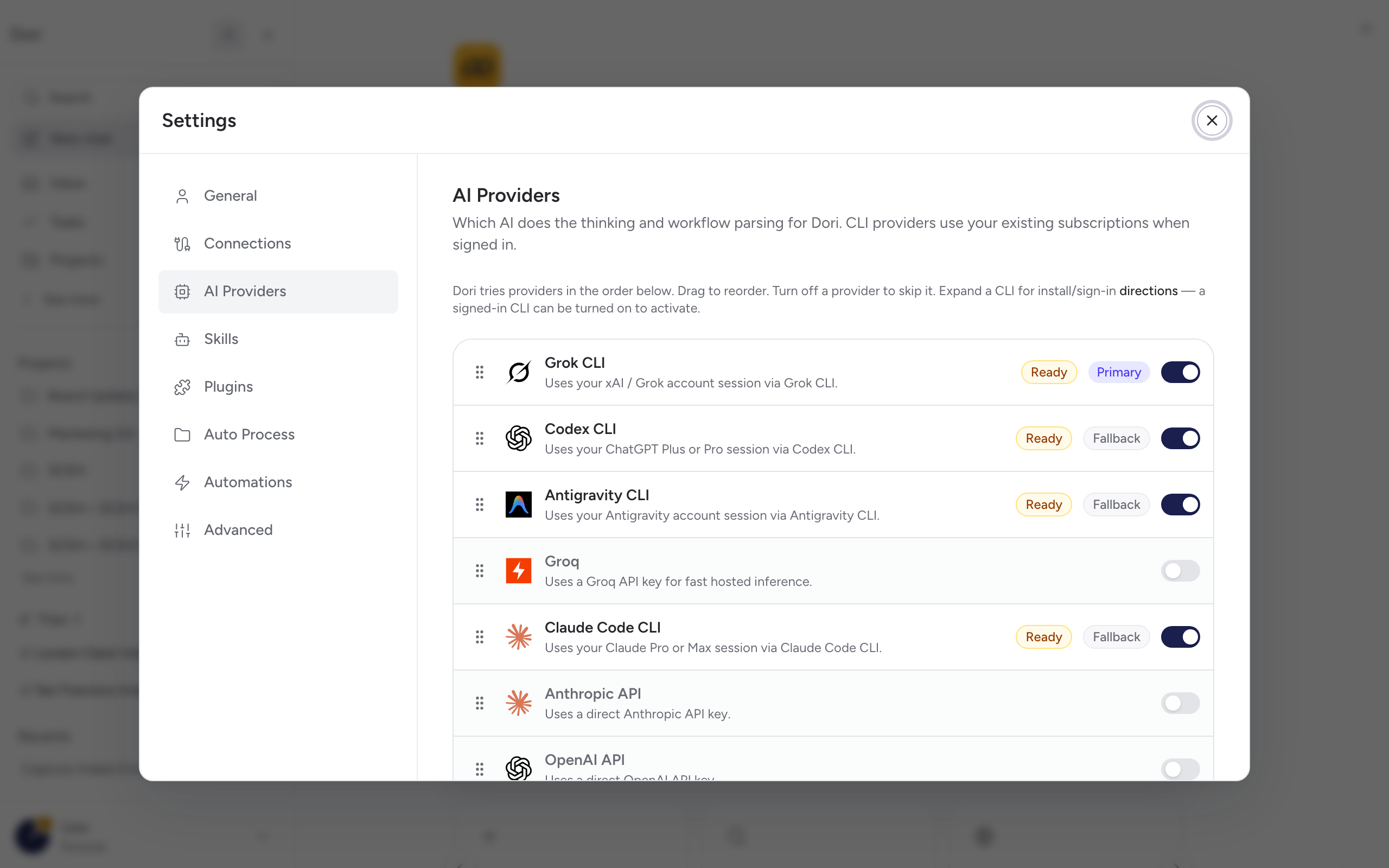 AI Model Provider Settings & Detection