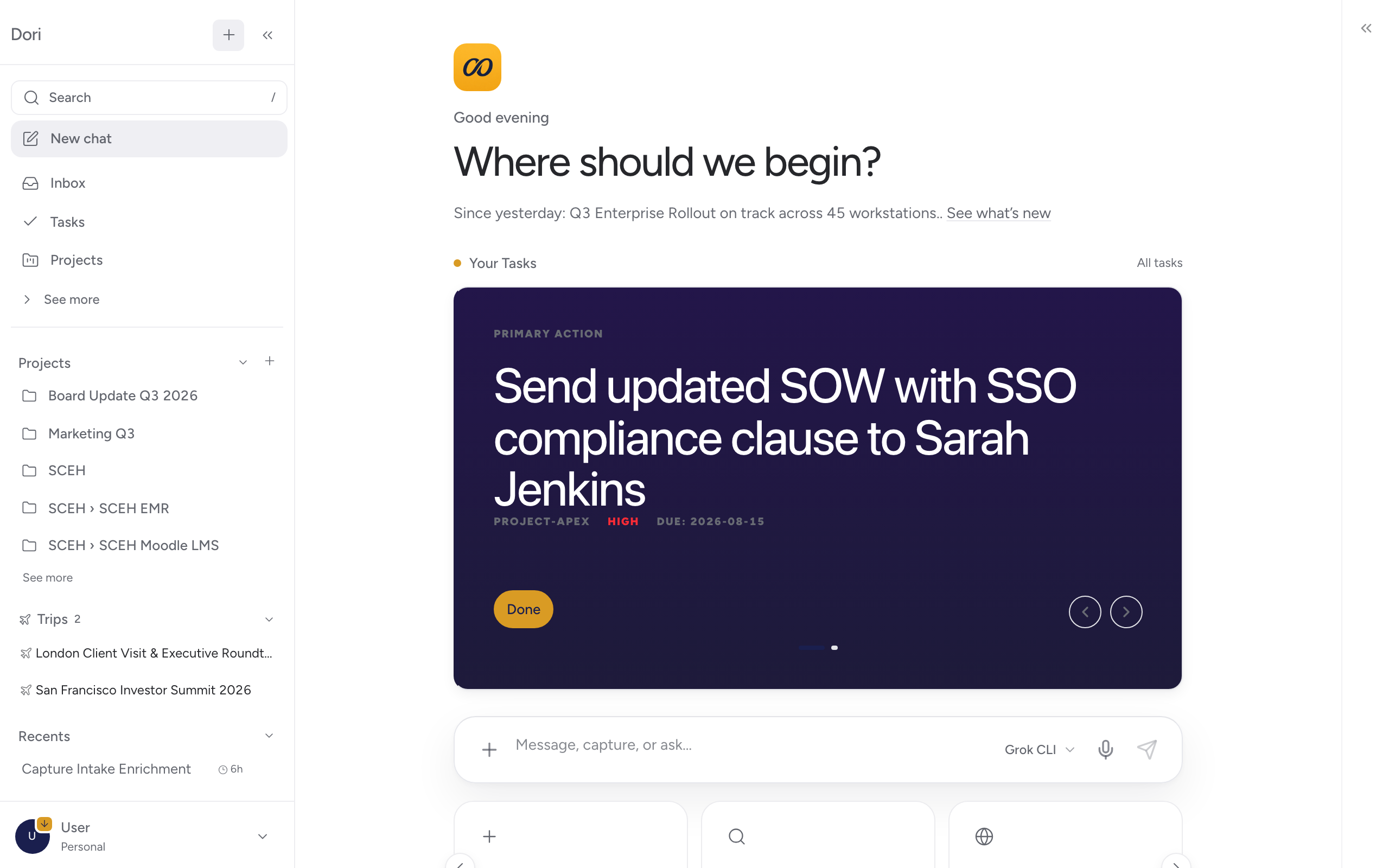 Quick Capture Popover Modal