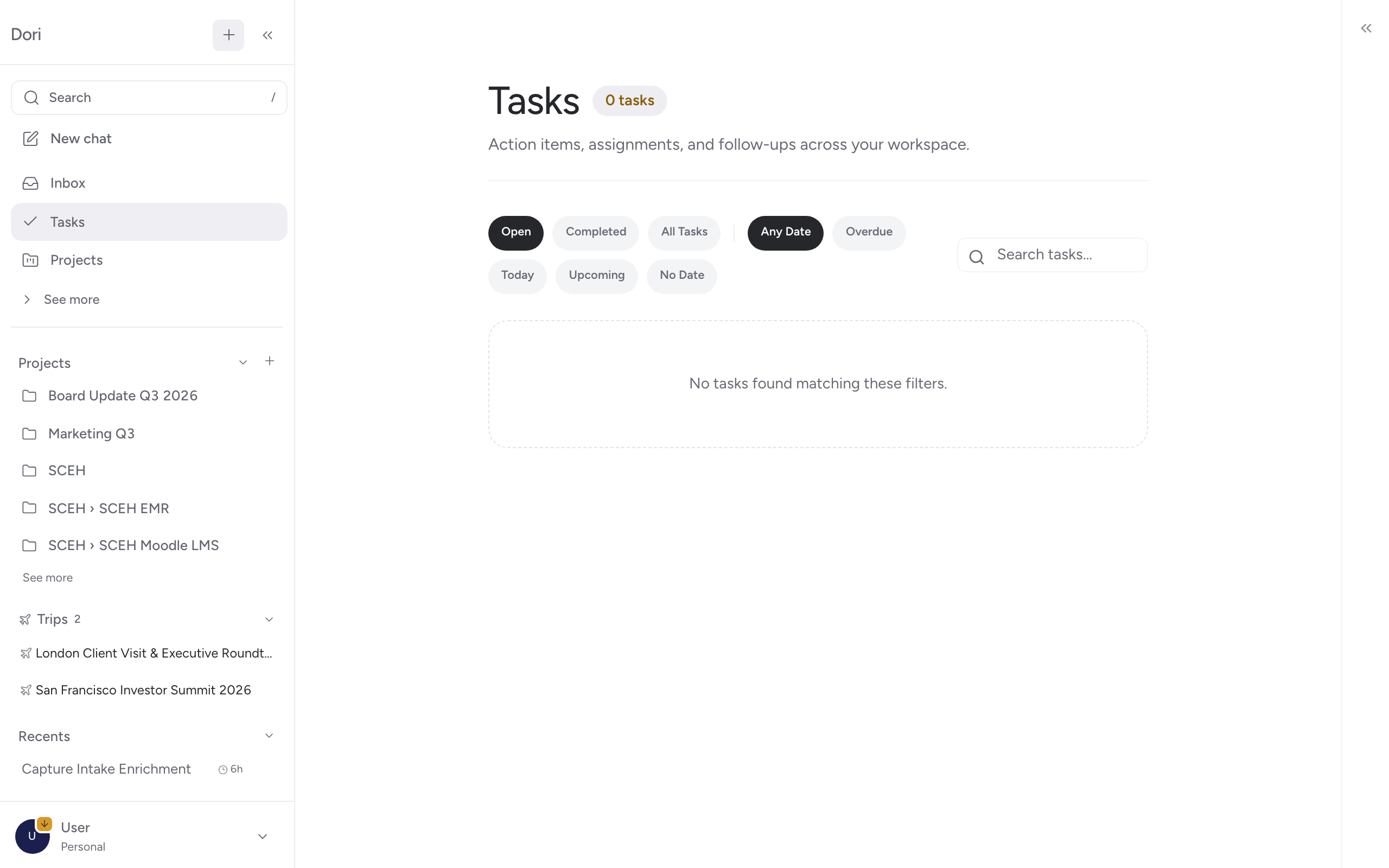 Tasks & Commitments Dashboard